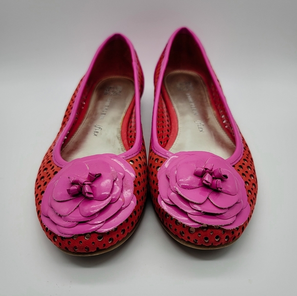Anne Klein Shoes - Anne Klein Sport AK Flex Pink Perforated Rosette Ballet Flats